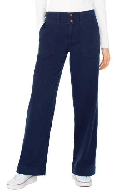 Liverpool Los Angeles Women's Utility Patch Pocket Wide Leg Pants In Blue