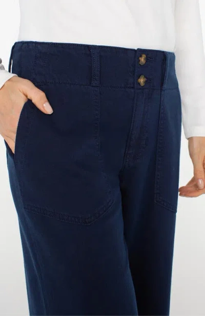 Liverpool Los Angeles Women's Utility Patch Pocket Wide Leg Pants In Blue