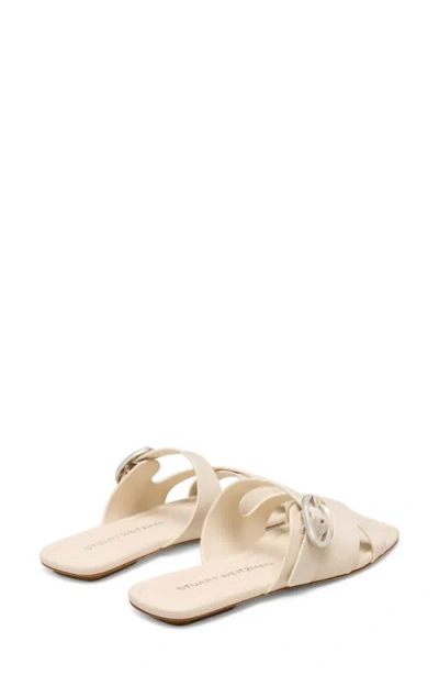 Stuart Weitzman Villa Leather Slide Sandals In White