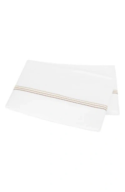 Matouk Amara Triple Pearl Embroidered 300 Thread Count Flat Sheet In White