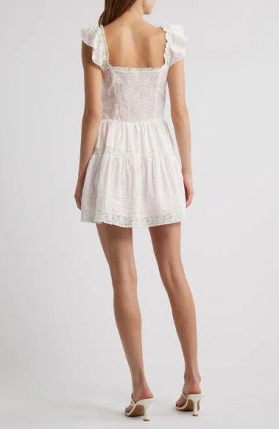 Loveshackfancy Rietta Lace Inset Cotton Button-up Minidress In White