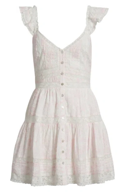 Loveshackfancy Rietta Lace Inset Cotton Button-up Minidress In White
