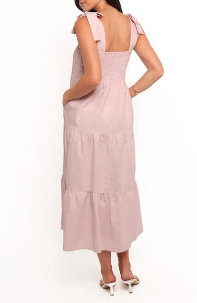Petal And Pup Petal & Pup Giorgi Tiered Linen & Cotton Midi Sundress In Pink