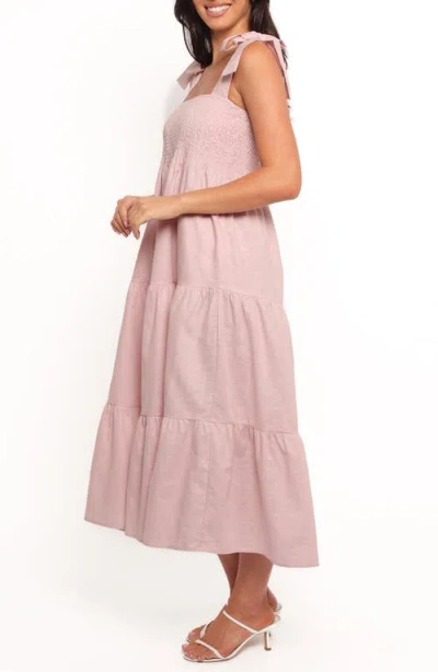 Petal And Pup Petal & Pup Giorgi Tiered Linen & Cotton Midi Sundress In Pink