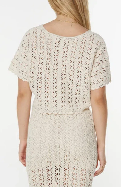 Roxy Sea Swirl Boxy Crochet Sweater In White