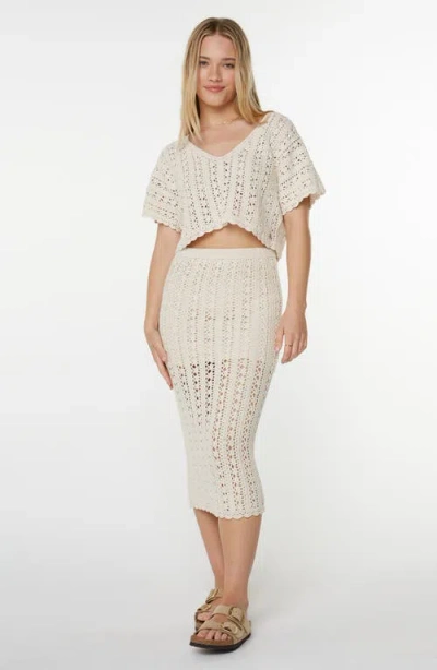 Roxy Sea Swirl Boxy Crochet Sweater In White