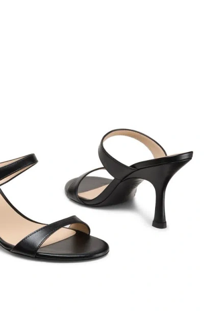 Stuart Weitzman Nudist Patent Leather Dual-strap Sandals In Black