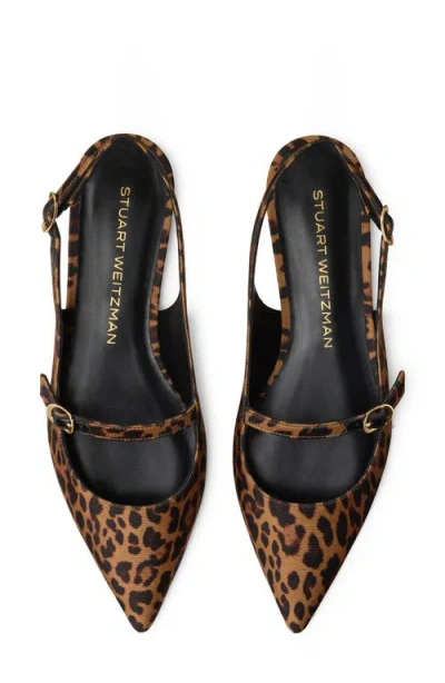 Stuart Weitzman Emilia Leopard Mary Jane Slingback Ballerina Flats