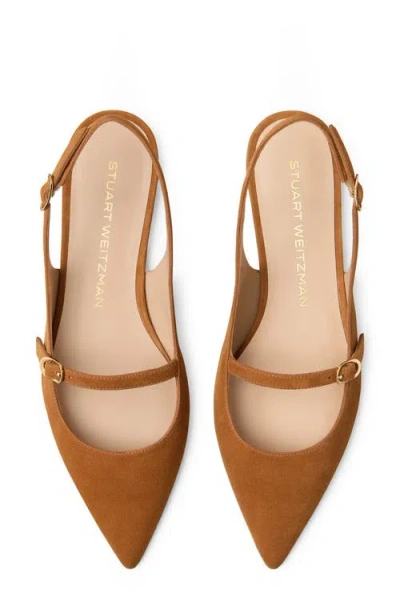 Stuart Weitzman Emilia Suede Mary Jane Slingback Ballerina Flats