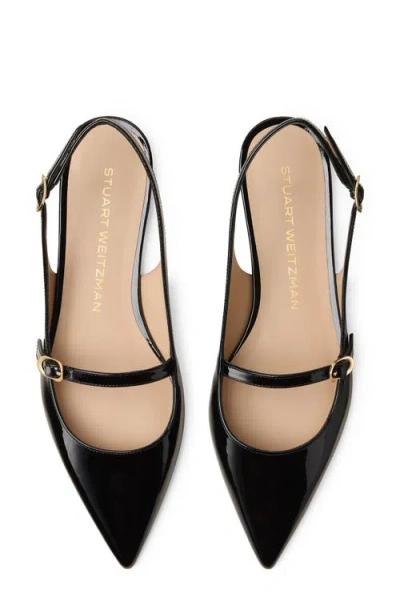 Stuart Weitzman Emilia Patent Mary Jane Slingback Ballerina Flats In Black