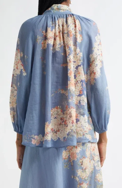 Zimmermann Cascadian Billowed Ramie Shirt In Multi