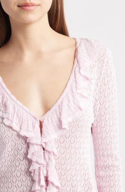 Loveshackfancy Nilah Ruffle Pointelle Cardigan In Multi