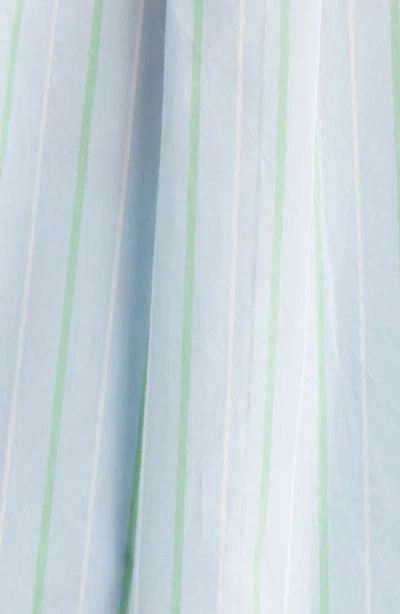 Lunya Airy Cotton Curved Hem Long Sleeve Boxer Pj Set Azure Stripe In Blue