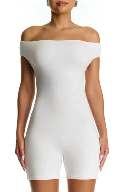 Naked Wardrobe Smooth Off The Shoulder Romper In White
