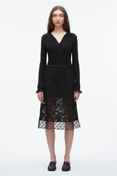 3.1 Phillip Lim Sequin-embellished Corded Lace Midi Skirt In Black