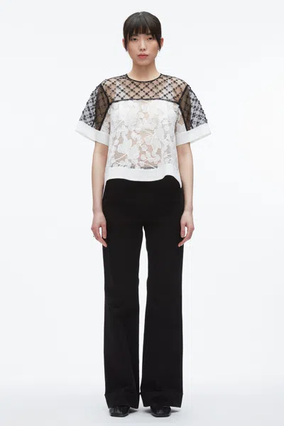 3.1 Phillip Lim Corded Lace Organza Short-sleeve Flounce Top In White