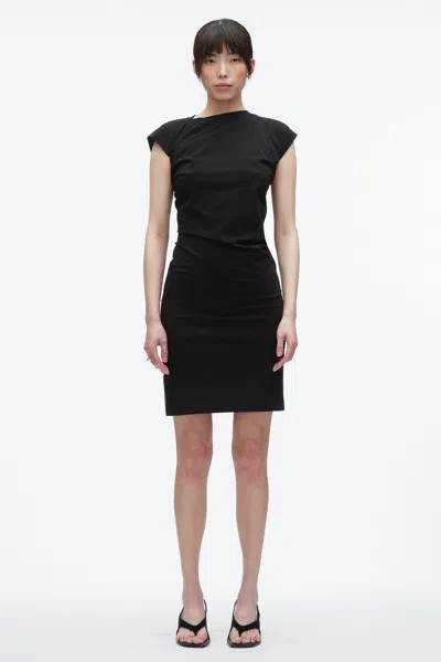 3.1 Phillip Lim Black Draped Short Sleeve T-shirt Minidress