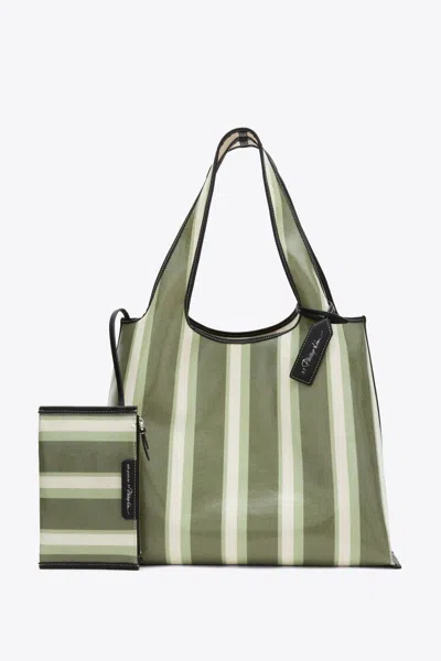 3.1 Phillip Lim Medium Dual Stripe Cotton Market Tote Bag In Green