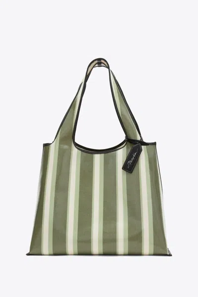 3.1 Phillip Lim Medium Dual Stripe Cotton Market Tote Bag In Green