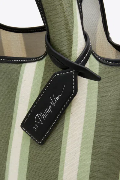 3.1 Phillip Lim Medium Dual Stripe Cotton Market Tote Bag In Green