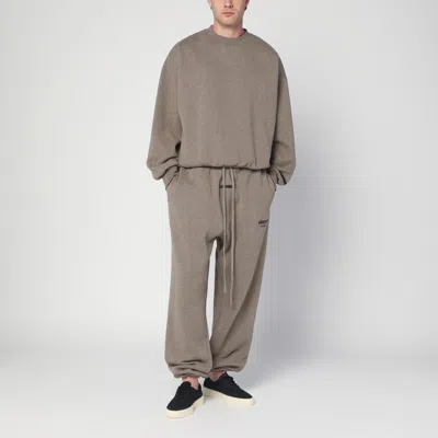 Essentials Brown Relaxed Fleece Piping Sweatpants In Gray