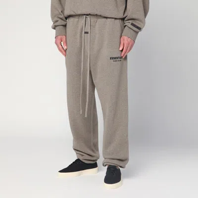 Essentials Brown Relaxed Fleece Piping Sweatpants In Gray