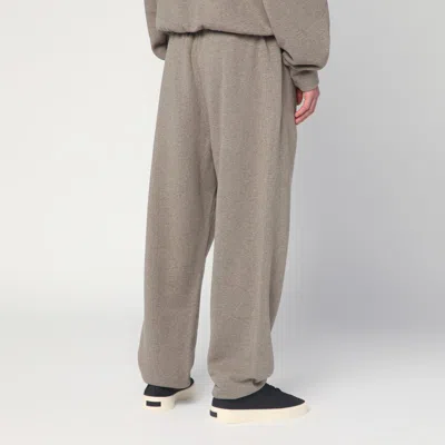 Essentials Brown Relaxed Fleece Piping Sweatpants In Gray