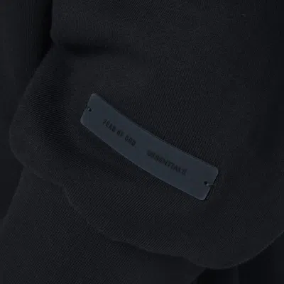 Essentials Black Fleece Cotton Sweatshirt With Logo In Black