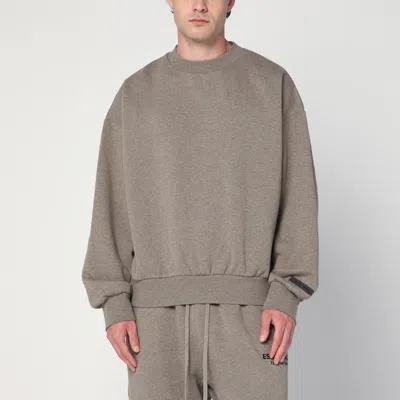 Essentials Grey Fleece Cotton Sweatshirt With Logo In Brown