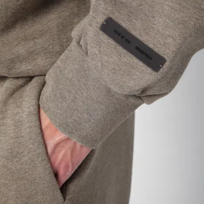 Essentials Grey Fleece Cotton Sweatshirt With Logo In Brown