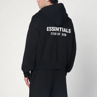 Essentials Black Fleece Cotton Sweatshirt With Logo In Black