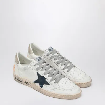 Golden Goose Ball Star Sneakers In Vintage Effect Leather With Blue Leather Star Shoes