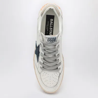 Golden Goose Ball Star Sneakers In Vintage Effect Leather With Blue Leather Star Shoes