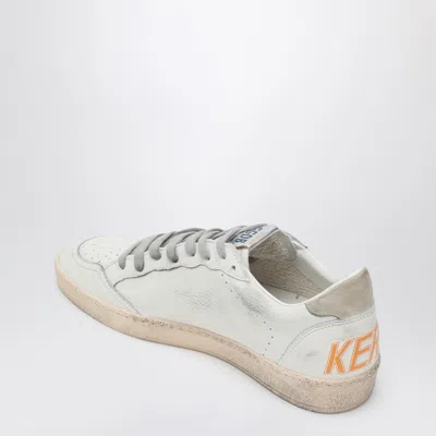 Golden Goose Ball Star Sneakers In Vintage Effect Leather With Blue Leather Star Shoes