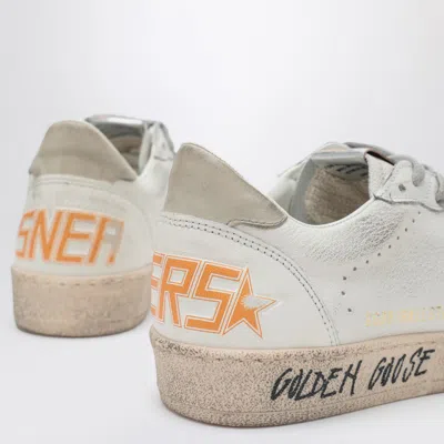 Golden Goose Ball Star Sneakers In Vintage Effect Leather With Blue Leather Star Shoes