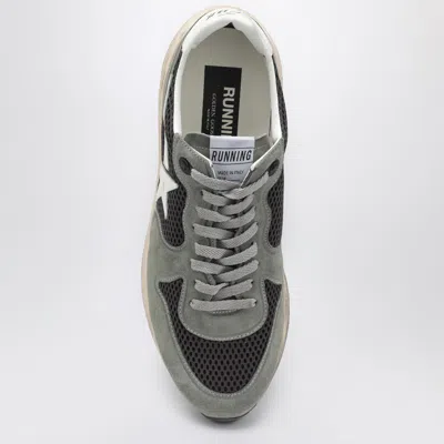 Golden Goose Running Sole In Green Suede With White Leather Star And Heel In Gray