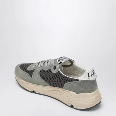 Golden Goose Running Sole In Green Suede With White Leather Star And Heel In Gray