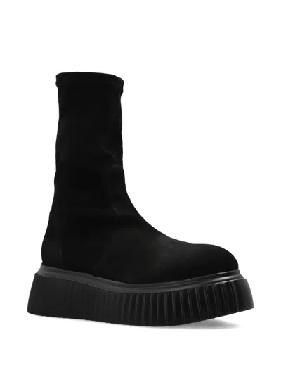 Agl Attilio Giusti Leombruni Velour Ankle Boots In Black