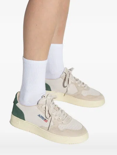 Autry Round Toe Sneakers Featuring Perforated Front In White