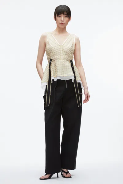 3.1 Phillip Lim Sleeveless Plaid Organza Flounce Top In Neutral