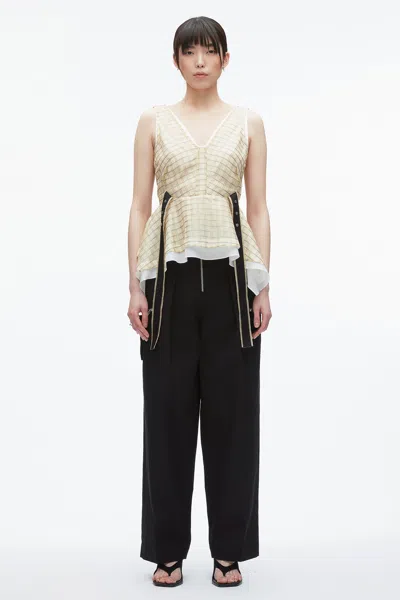 3.1 Phillip Lim Sleeveless Plaid Organza Flounce Top In Neutral