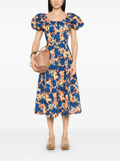Ulla Johnson Imara Floral Cotton Poplin Midi Dress In Multi