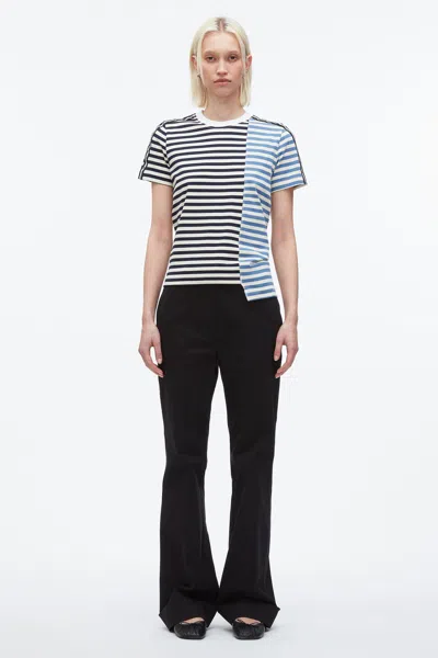 3.1 Phillip Lim Patchwork Striped Cotton T-shirt In Black