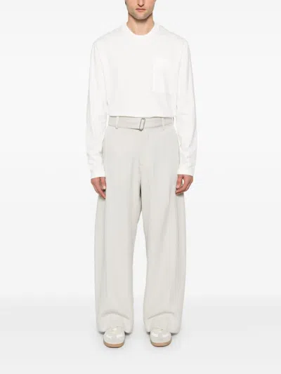 Jil Sander Long-sleeved Cotton Jersey T-shirt With Logo Detail In White