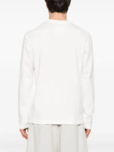 Jil Sander Long-sleeved Cotton Jersey T-shirt With Logo Detail In White