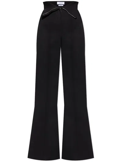 Alexander Mcqueen Tailored Black Trousers With High Fold-over Waist And Flared Silhouette