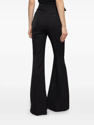 Alexander Mcqueen Tailored Black Trousers With High Fold-over Waist And Flared Silhouette