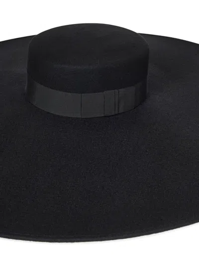 Nina Ricci Wide Brim Black Wool Felt Large Capeline