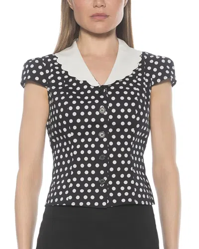 Alexia Admor Gulianna Scallop Collar Button-up Top In Black