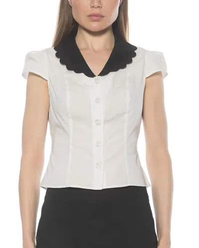 Alexia Admor Gulianna Scallop Collar Button-up Top In White